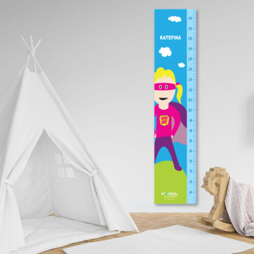 Μετρητής ύψους με σούπερ ηρωίδα, για κορίτσι με όνομα