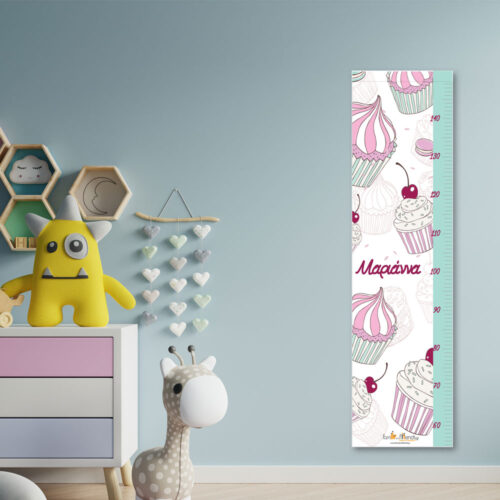 Μετρητής Ύψους με Cupcakes, Όνομα, παιδικό δωμάτιο για κορίτσι