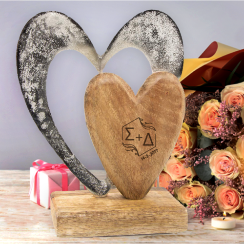 Διακοσμητικό με Μεταλλική & Ξύλινη Καρδιά με αρχικά