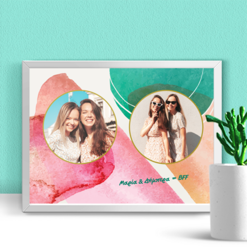 Κάδρο με 2 Φωτογραφίες, Best Friends Μήνυμα, Ονόματα