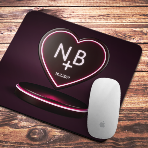 Mouse Pad για ζευγάρια με Αρχικά, Ημερομηνία
