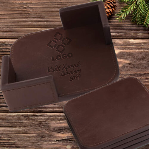 Με Λογότυπο Σουβέρ Δερμάτινα, 4 τμχ με βάση