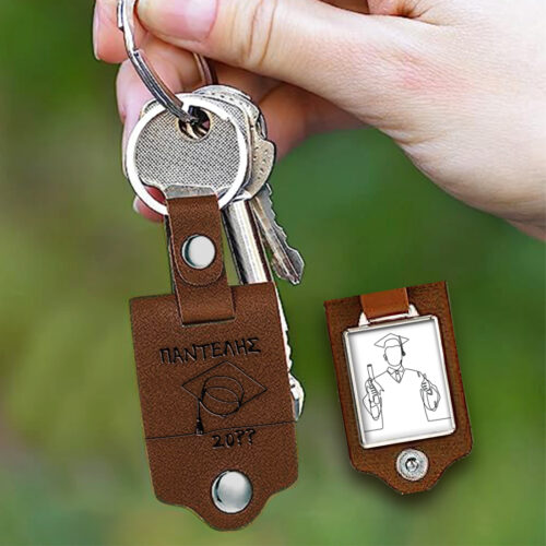 Για Αποφοίτηση Δερμάτινο Μπρελόκ με Φωτογραφία, Όνομα