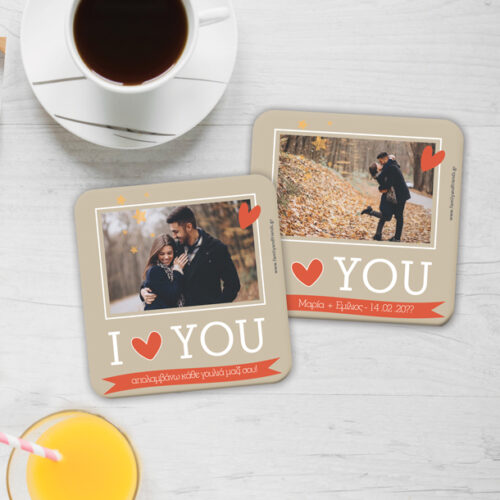 Σουβέρ I ❤️ you με 2 Φωτογραφίες, Ονόματα