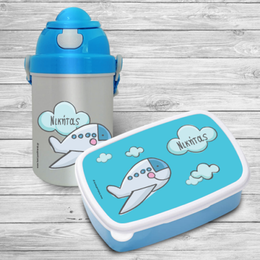 Σετ Δοχείο Φαγητού με Παγούρι με αεροπλανάκι για το σχολείο