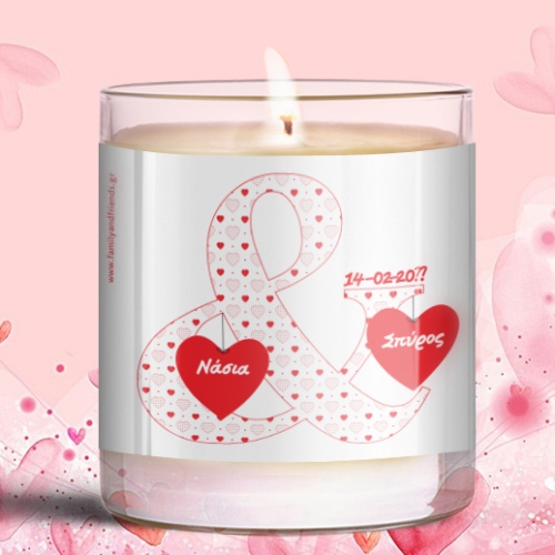 Αρωματικό Κερί σε Ποτήρι με Ονόματα και ημερομηνία