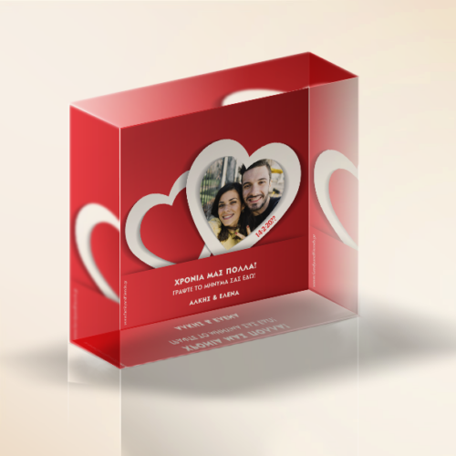 Με Φωτογραφία σε Καρδιά Διακοσμητικό Plexiglass με Ονόματα