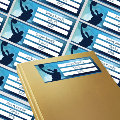 Ετικέτες Αυτοκόλλητες με Μπάσκετ για Βιβλία, Τετράδια με Όνομα