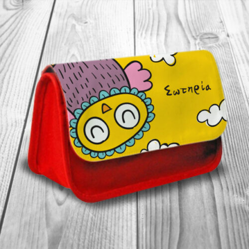 Σχολική Κασετίνα με Κουκουβάγια και Όνομα Παιδιού