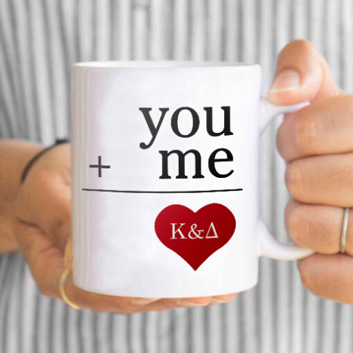Κούπα για Ερωτευμένους Προσωποποιημένη με Αρχικά, You + Me
