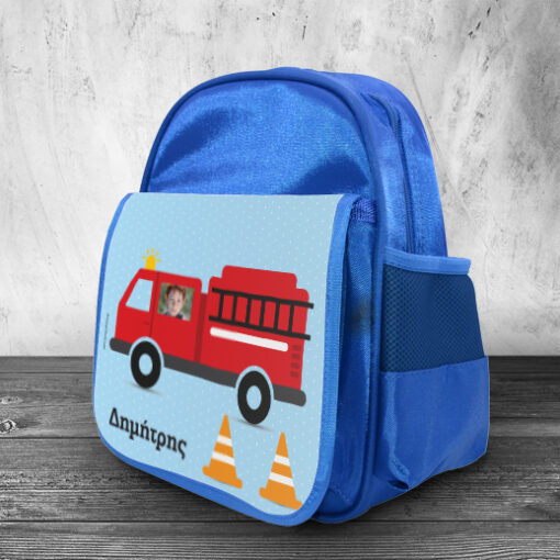 Τσάντα Νηπιαγωγείου για αγόρια με Πυροσβεστική, Φωτογραφία, Όνομα για Αγόρια