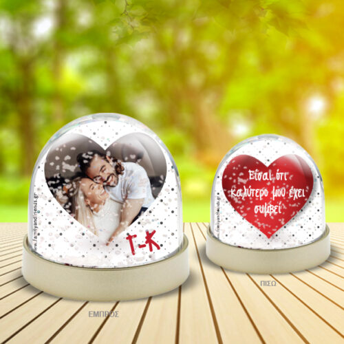 Χιονόμπαλα με Βούλες, Φωτογραφία, Αρχικά και Μήνυμα