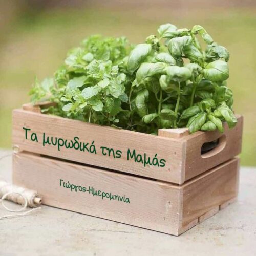 Δώρο Ξύλινη Γλάστρα, Τα μυρωδικά της, με Όνομα