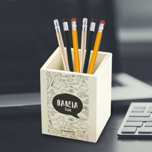 Με Bubble Ξύλινη Μολυβοθήκη με Όνομα Προσωποποιημένη