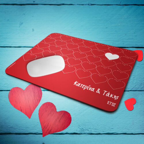 Προσωποποιημένο Mouse Pad Κόκκινο με Καρδιές, για Ερωτευμένους