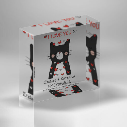 Plexiglass με Γατούλα Προσωποποιημένo με Ονόματα και Μήνυμα