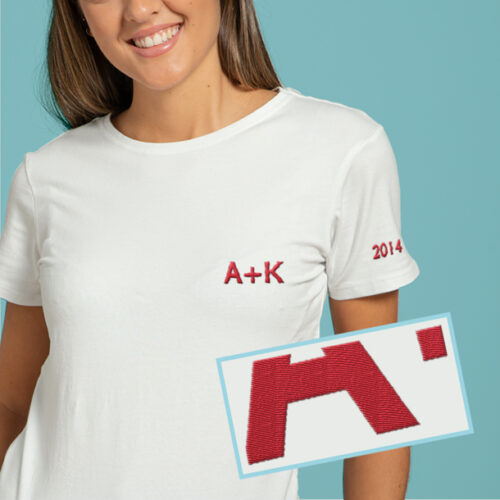 T-Shirt, Μακό με Κέντημα, Αρχικά ή Ονόματα, Έτος
