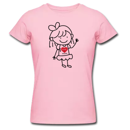 Δώρο Προσωποποιημένο Ροζ T-shirt, με σκίτσο Κοριτσάκι με καρδιά