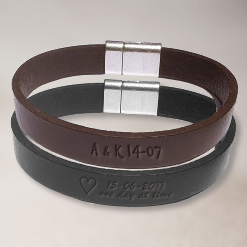 Βραχιόλι Δερμάτινο με χάραξη Μήνυμα, Αρχικά