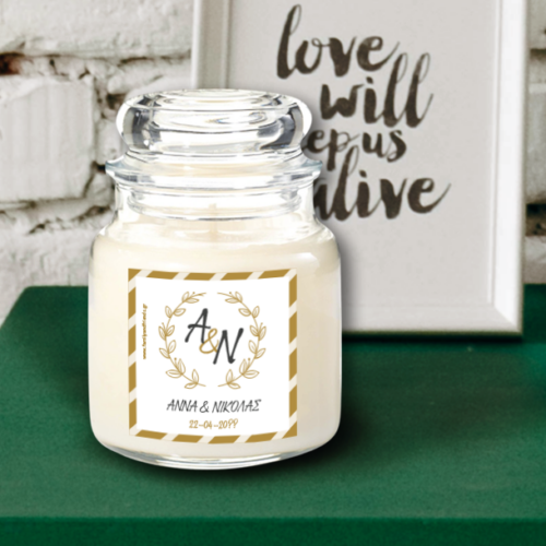 Βαζάκι Κερί, Προσωποποιημένο με Αρχικά, Ημερομηνία, Ευχές