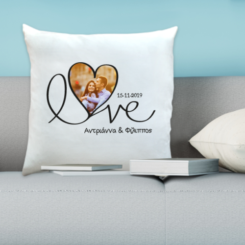 Προσωποποιημένο Μαξιλάρι Διακοσμητικό Love με Φωτογραφία, Ονόματα