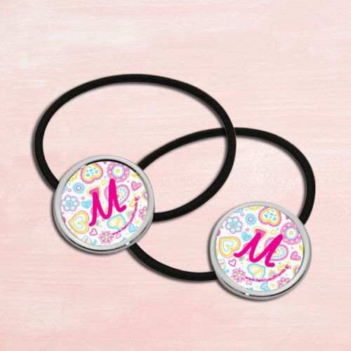 Λαστιχάκια Μαλλιών με Καρδιές και Αρχικό Ονόματος