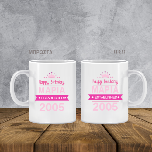 Happy Birthday, με έτος γέννησης, Κούπα με Ευχές, Όνομα