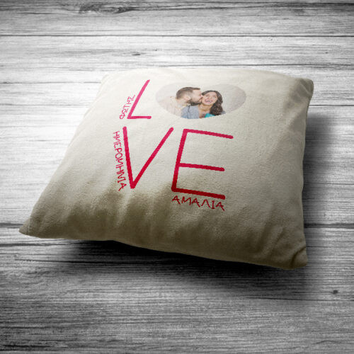 Μαξιλάρι Love Διακοσμητικό με Φωτογραφία, Ονόματα