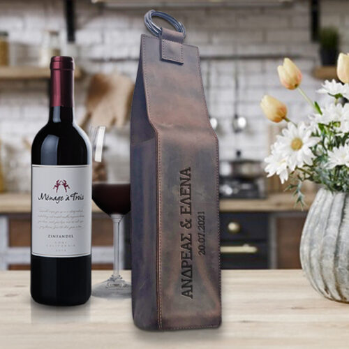 Δερμάτινη Θήκη για Κρασί με Ονόματα, Μήνυμα
