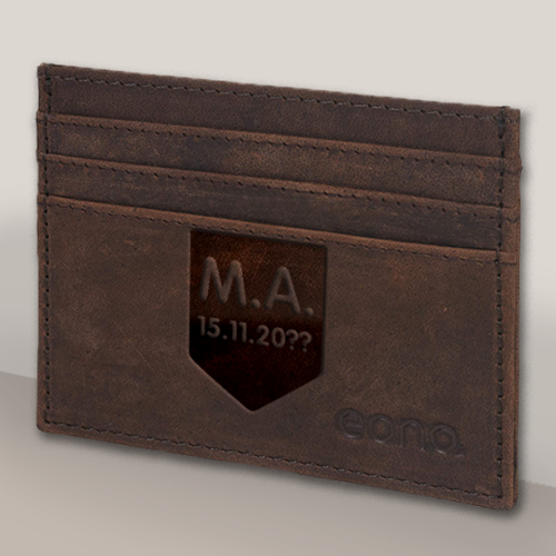 με Αρχικά Μονόγραμμα, θήκη για πιστωτικές κάρτες Δερμάτινη