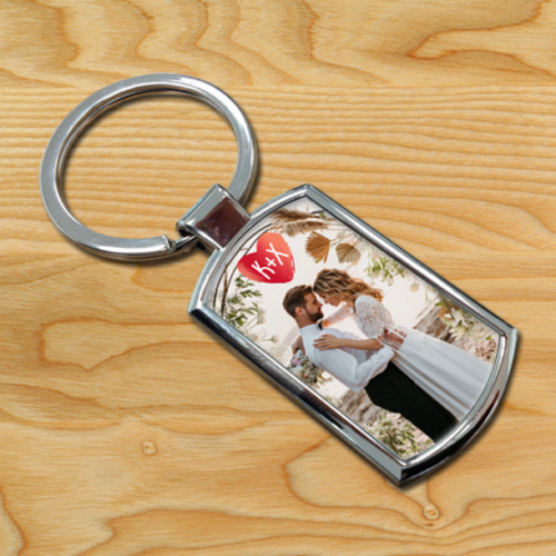 Mε Φωτογραφία & Αρχικά σε καρδιά Μεταλλικό Μπρελόκ