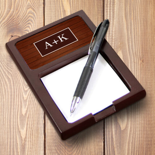 Ξύλινη Θήκη για Post it, Προσωποποιημένη για σημειώσεις με Αρχικά