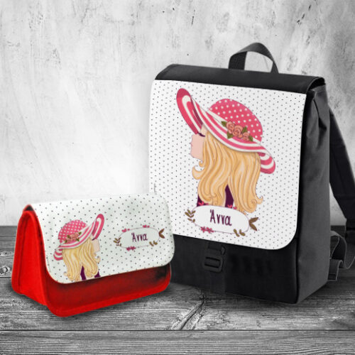 Σετ Backpack Τσάντα και Σχολική Κασετίνα με Όνομα