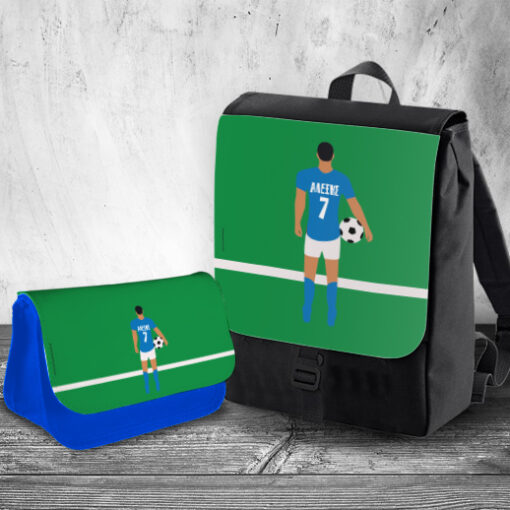 Μαύρη Σχολική Τσάντα Πλάτης Σετ με Κασετίνα, Ποδοσφαιριστής με Όνομα
