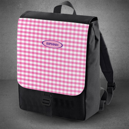 Backpack Τσάντα Πλάτης με Καρό, Όνομα για κορίτσι