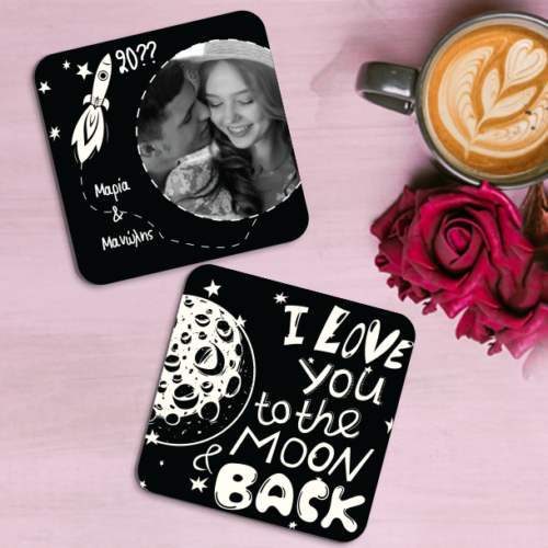 Σετ 2 Σουβέρ με Love, Φωτογραφία, Ονόματα, Μήνυμα