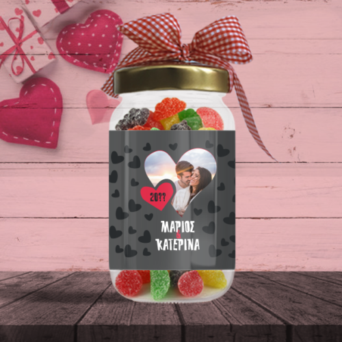 Με φωτογραφία σε σχήμα καρδιάς, Βαζάκι με Καραμέλες