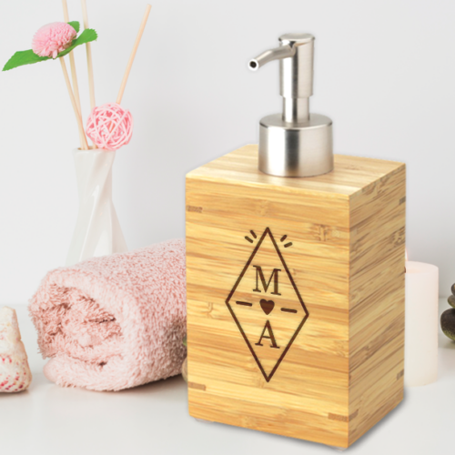 Αντλία κρεμοσάπουνου από bamboo, με Αρχικά