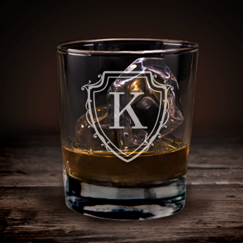 Ποτήρι Ουίσκι Προσωποποιημένο με Αρχικό σε ασπίδα