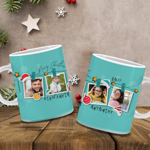 Κούπα με 4 Φωτογραφίες Ονόματα, Ευχές