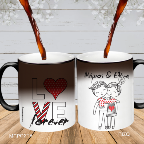 Love με σκίτσο ζευγάρι Μαγική Κούπα, Ονόματα
