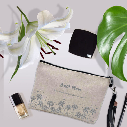 Με γραμμικά Λουλούδια Λινό Τσαντάκι, Νεσεσέρ με Όνομα