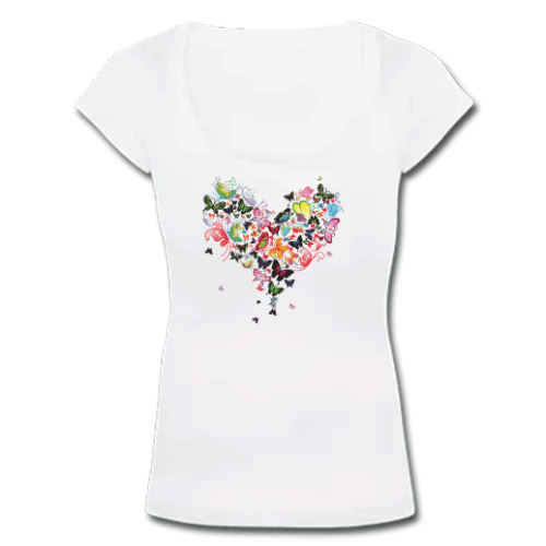 Λευκό Γυναικείο Μακό με Ανοιχτό Λαιμό και Πεταλούδες