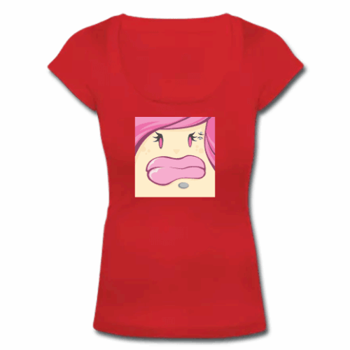 Κόκκινο Γυναικείο Μακό με Ανοιχτό Λαιμό και Στάμπα