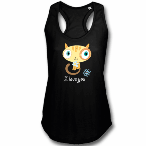 Μαύρο Γυναικείο T-shirt Αμάνικο με Στάμπα