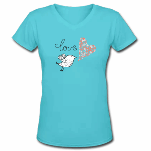 Γυναικείο Μπλουζάκι με Λαιμόκοψη V και Στάμπα