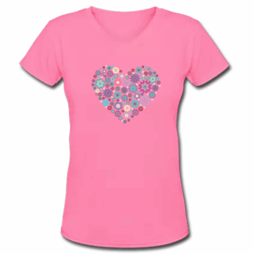 Ροζ Γυναικείο Μακό με Λαιμόκοψη V και Καρδιά