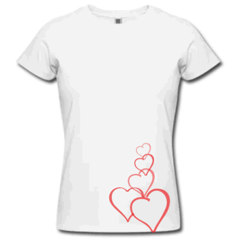 Λευκό Γυναικείο T-shirt με Καρδιές