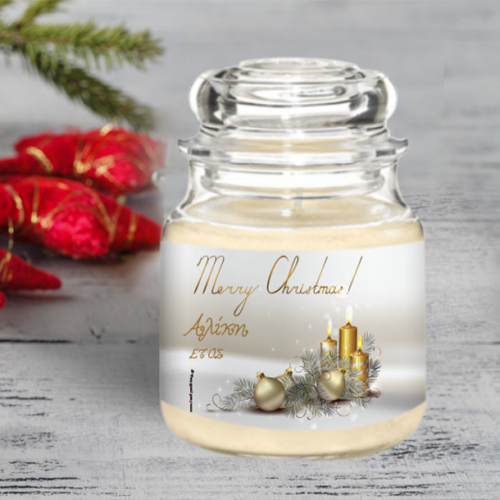 Χριστουγεννιάτικο Κερί σε Γυάλινο Βάζο με Καπάκι με Όνομα