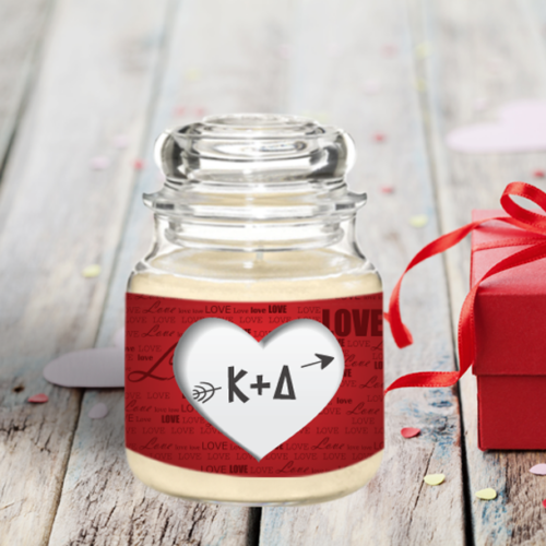 Κερί σε Γυάλινο Βάζο Προσωποποιημένο με Καρδιά και Αρχικά